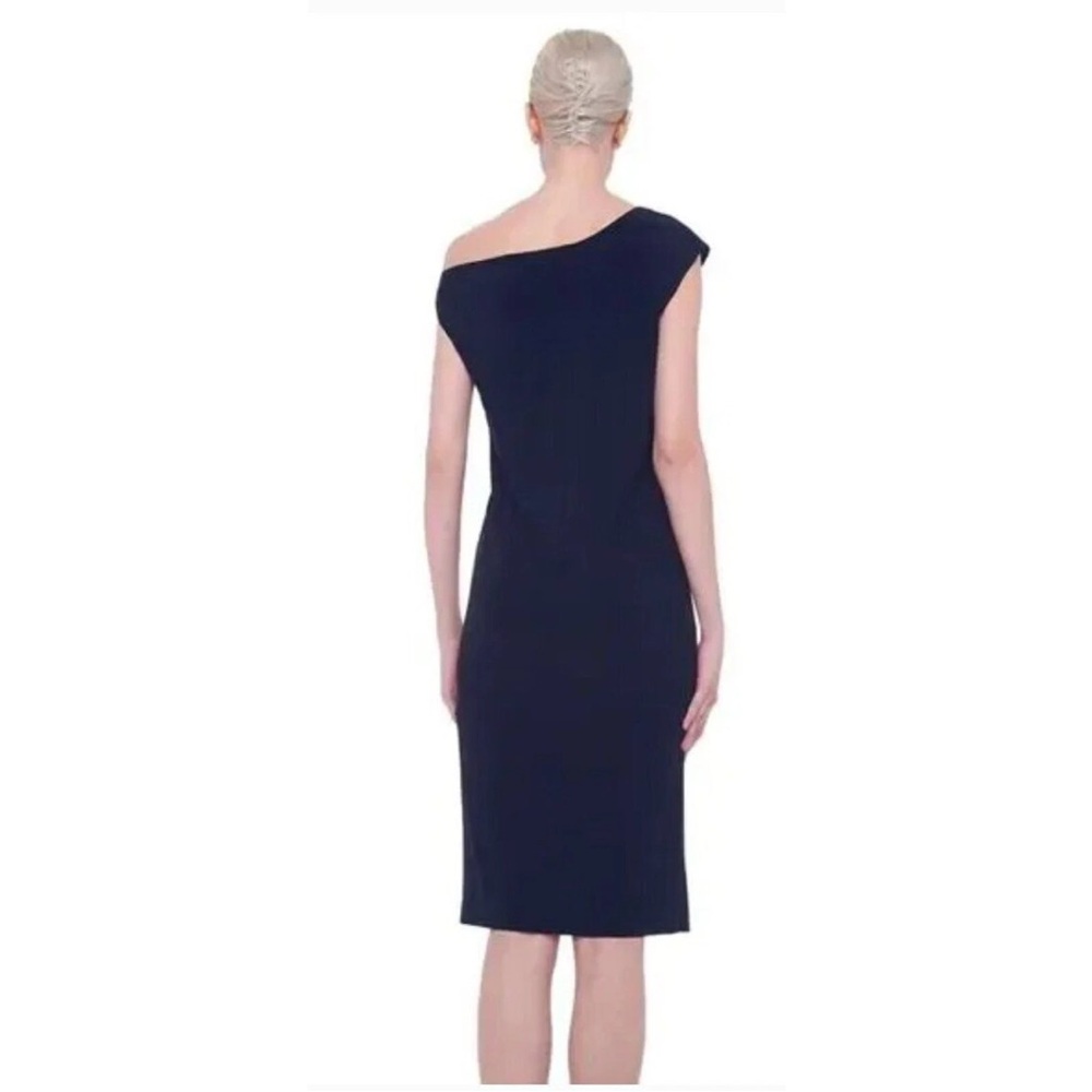 Norma Kamali Drop Asymmetric Shoulder A-line Long Navy Dress Size Medium - Picture 6 of 12